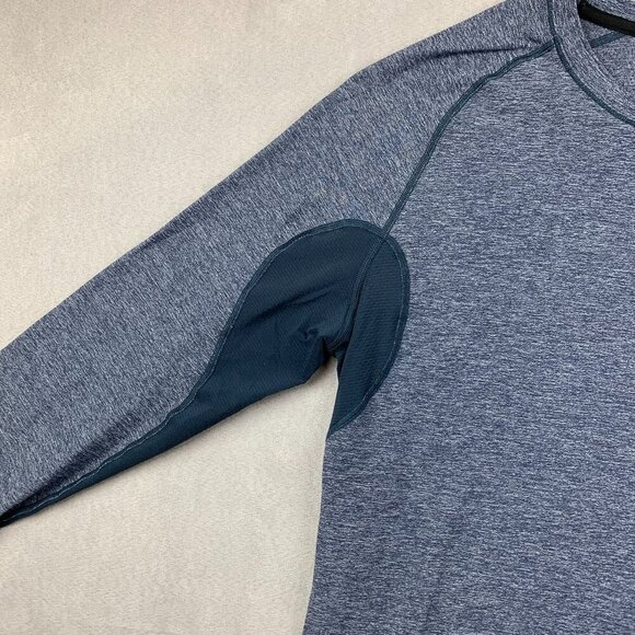 Lululemon Mens Shirt Medium Blue Heather Crewneck Blaze Long Sleeve Running - Picture 3 of 8